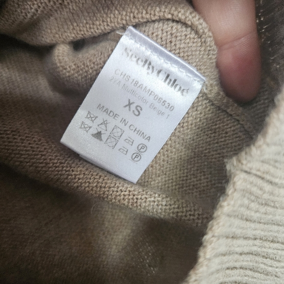 See By Chloe Elbow Patch Long Sleeve Sweater Size XS Oatmeal - Picture 5 of 6